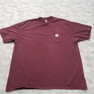 Carhartt Shirt Mens 2XL Red Pocket Tee Workwear Outdoors Short Sleeve